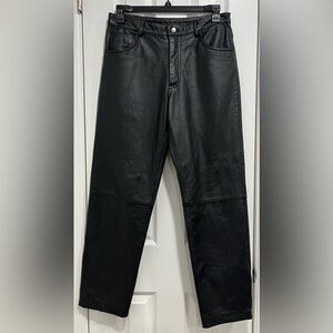 Vintage American Classics black high- waisted leather straight leg pants Size 33
